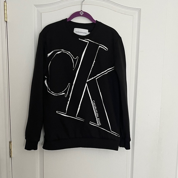 Calvin Klein Black Crewneck Sweatshirt with Logo - Picture 1 of 5